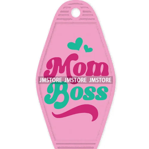 Wife Mom CEO Funny Quotes High Quality WaterProof UV DTF Sticker For Motel Hotel Keychain Small Business Mama