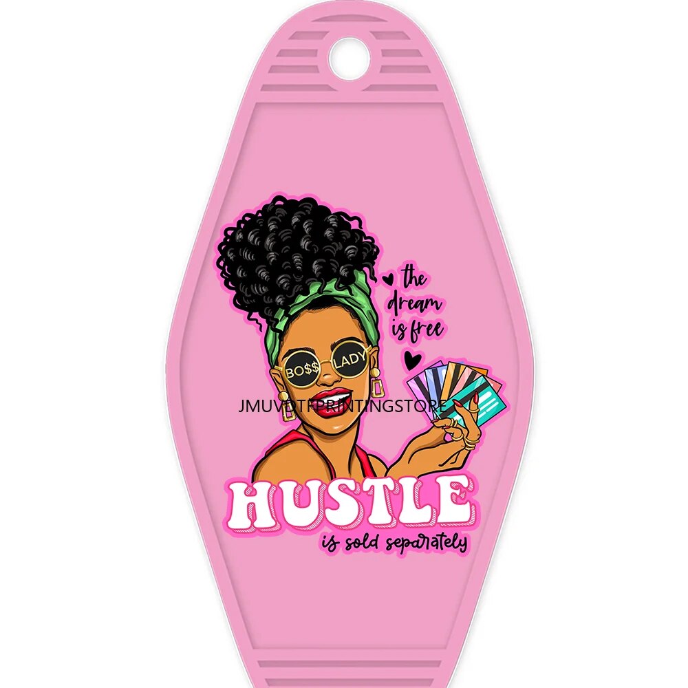 African American Girl High Quality WaterProof UV DTF Sticker For Motel Hotel Keychian Hustle Black Women