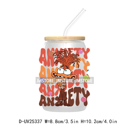 Cartoon Characters Emotions UV DTF Transfer Stickers Decals For Libbey Cold Cups Mugs Durable Custom Labels Mental Health Matter