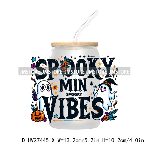 Trick or Teach Ghouls Halloween UV DTF Transfer Stickers Decals For Libbey Cold Cups Mugs Tumbler Waterproof Label Spooky Season