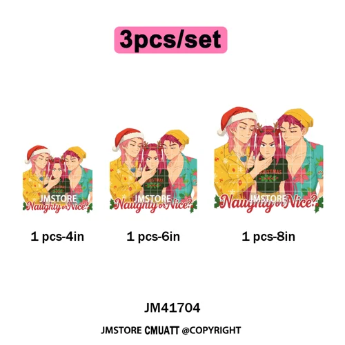 Holly Stars Gifts Happy Kpop Christmas Vibes Winter Holiday Iron on DTF Washable Transfers Stickers Ready to Press for Hoodies