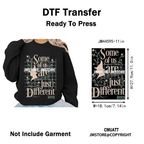 Pink and Green Magic Broomstick Witches Movie Fans Iron on Washable DTF Heat Transfers Stickers Ready to Press for Sweatshirts