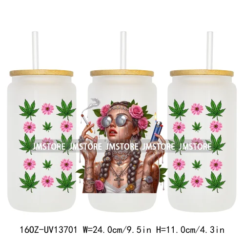 420 Smoker Afro Black Girl UV DTF Stickers Ready to Transfer Cup Wrap Custom Labels DIY Craft For Libbey Can Glass Tumblers Mugs