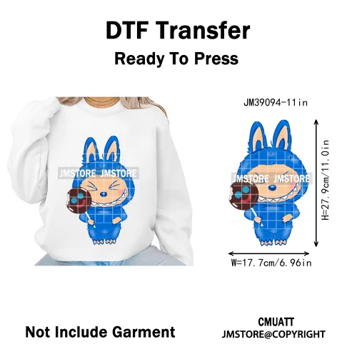New Cartoon Doll Character With Mexican Food Iron on DTF Washable Heat Transfers Stickers Ready to Press for Textile Bags