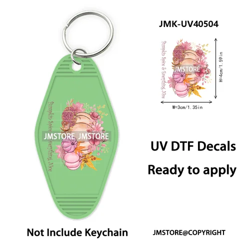 Hello Pumpkin Fall Thanksgiving Gnome UV DTF Motel Keychain Wraps Ready To Apply Waterproof High Quality Hotel Keychain Decals