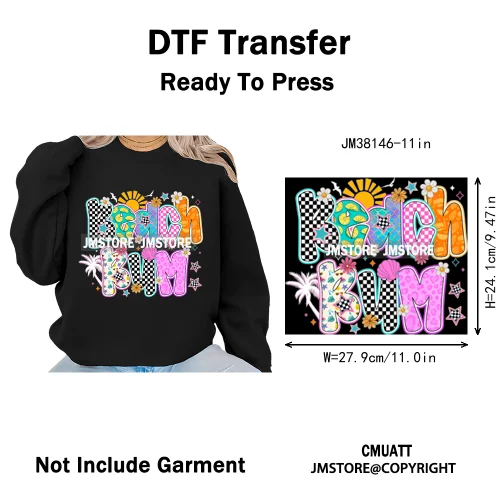 Funny Bruh We Out Teachers School Summer Drink Waves Camping Vibes Iron on DTF Heat Transfer Stickers Ready to Press for Clothes
