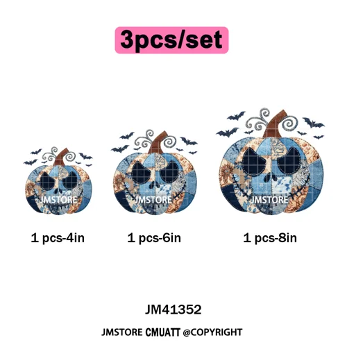 Cartoon Friends Character Faux Glitter Coquette Pumpkin Girly Halloween Iron on DTF Transfer Stickers Heat Press for Hoodies Bag