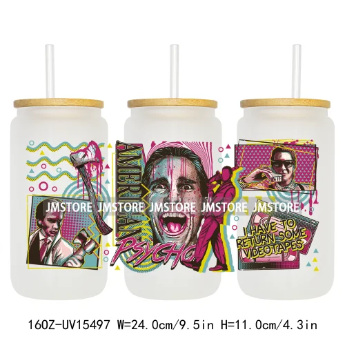Horror Halloween Killer Friends UV DTF Wraps Transfer Sticker Waterproof Custom High Quality For 16OZ Libbey Glass Can Tumbler
