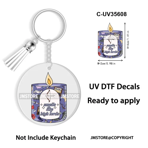 Spicy Books Positive Quotes Romance Book Club WaterProof Logo Ready To Apply UV DTF Stickers For Round Circle Keychain Keyring