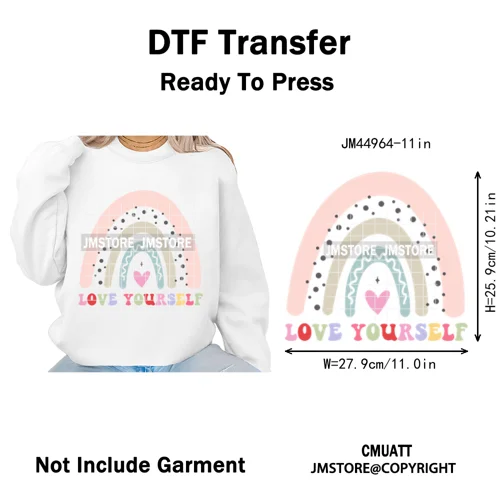 Self Love Club Mental Health Quotes Positive Inspirational Iron on Washable DTF Transfers Stickers Ready to Press for Clothing