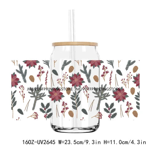 Colorful Wild Floral Flowers 16OZ UV DTF Cup Wrap Transfers Stickers Custom Labels DIY Waterproof Logo For Libbey Glass Can