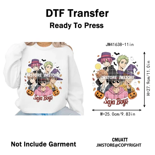 Stay Spooky Ghost Halloween Cartoon Hunters Kpop Band Group Iron on DTF Washable Transfers Stickers Ready to Press for Clothing