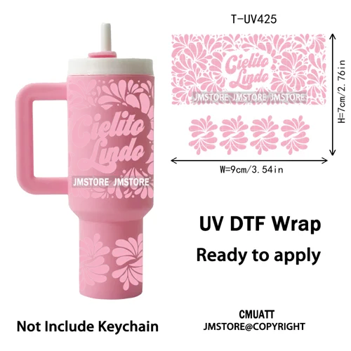 Concha Mexican Culture Cartoon Cow UV DTF Mini Tumbler Keychain Wraps Ready To Apply Transfer Stickers Prints Waterproof Decals