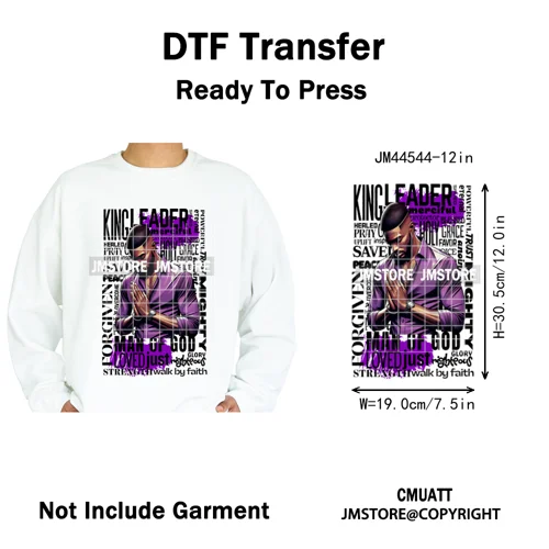 Bible Inspirational Quotes Black Prayer Men of God Religious Iron on Washable DTF Transfers Stickers Ready to Press for Textiles
