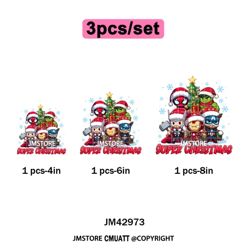 Very Merry Christmas Party Cartoon Princess Kids Friends Winter Gifts Iron on DTF Transfers Stickers Ready to Press for Textiles
