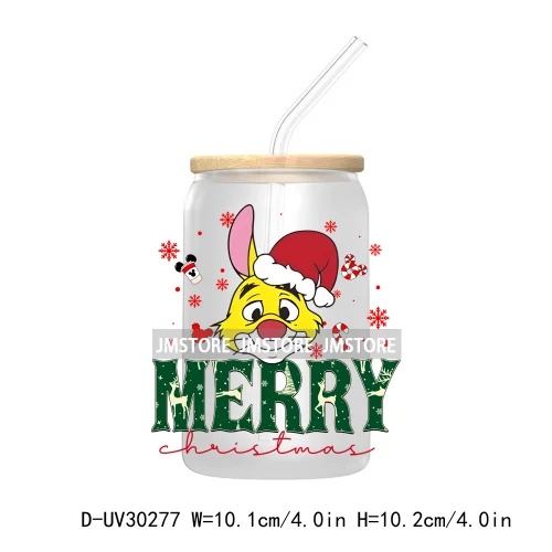 Merry Christmas Cartoon Mouse And Friends UV DTF Transfer Stickers Decals For Libbey Cold Cups Mugs Tumbler Xmas Bear Candy Cane