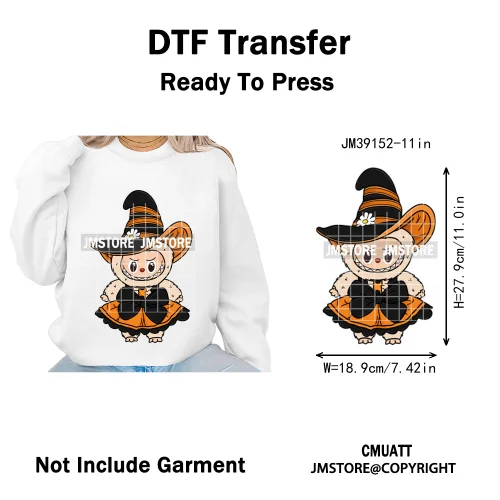 Sorat Sweet Sorat Spooky Cartoon Monster Halloween Designs Iron on DTF Washable Transfers Stickers Ready to Press for Hoodies
