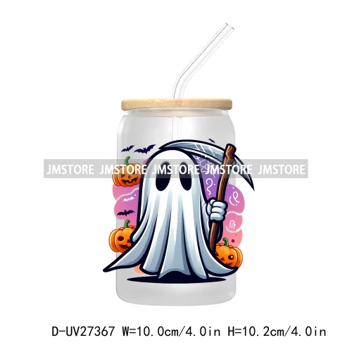 Funny Witch Ghosts Halloween Bat UV DTF Transfer Stickers Decals For Libbey Cold Cups Mugs Tumbler Waterproof Craft Spooky Vibes