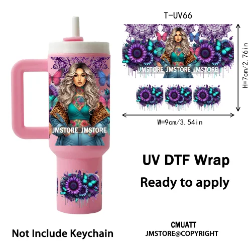 Butterfly Sunflower Girl UV DTF Mini Tumbler Keychain Wraps Ready To Press High Quality Wraps UV Stickers for Tumbler Keychain