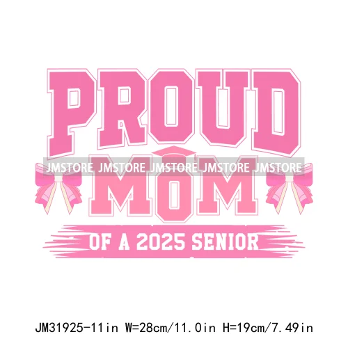 New High School Pink Senior 2025 Grad Squad 2k25 Senior Year Coquette Iron On DTF Transfers Stickers Ready To Press For Hoodies