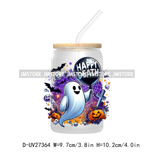 Funny Witch Ghosts Halloween Bat UV DTF Transfer Stickers Decals For Libbey Cold Cups Mugs Tumbler Waterproof Craft Spooky Vibes