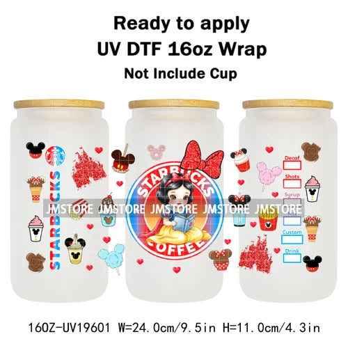 Coquette Bow Baby Toddler Princess UV DTF Cup Wraps Ready To Apply Transfer Stickers For 16OZ Libbey Glass Can Mug Faux Glitter