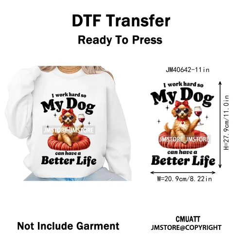 Funny Animal Snarky Inspire Quotes Dog Cat Sarcastic Saying Iron on DTF Washable Transfers Stickers Ready to Press for Clothes