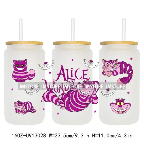 Cartoon Princess In Wonderland UV DTF Wraps Transfer Sticker Ready To Apply Waterproof Logo For 16OZ Libbey Glass Can Tumbler