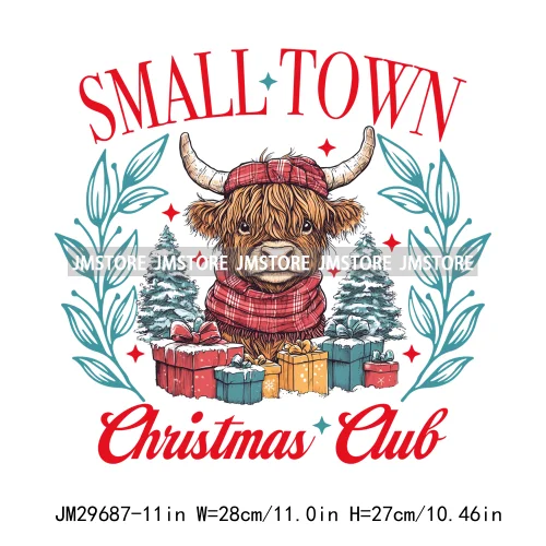 New Christmas Santa Social Club Coquette Western Boots Jolly Holiday Season Logos Iron On DTF Heat Transfer Stickers For Hoodies