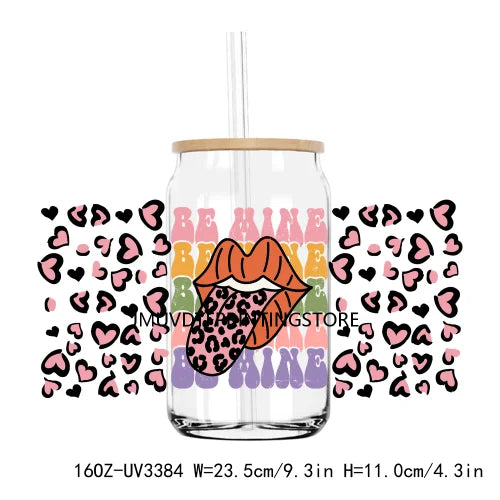 XOXO Valentines Coffee Cup 16OZ UV DTF Cup Wrap Transfers Stickers Custom Label DIY Waterproof Logo For Libbey Glass Can Hearts