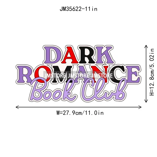 Smells Like Dark Romance Book Club Bookish Positive Quotes Iron on DTF Washable Transfers Stickers Ready to Press for Clothing