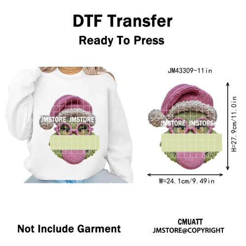 Latch Hook Faux Yarn Cartoon Movie Friends Merry Christmas Iron on Washable DTF Transfers Stickers Ready to Press for Textiles