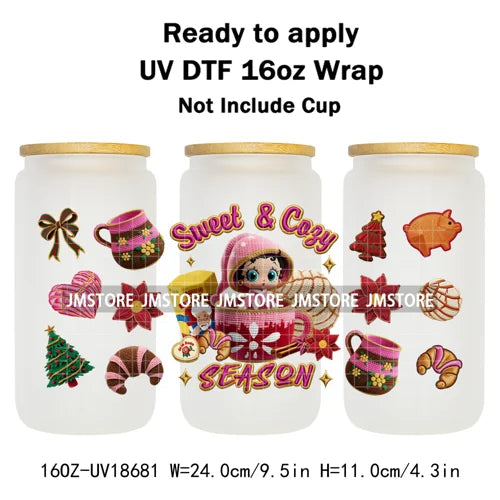 Christmas Movie Characters UV DTF Cup Wrap Ready To Apply Transfer Stickers Waterproof 16OZ Tumbler Wraps For Libbey Glass Can