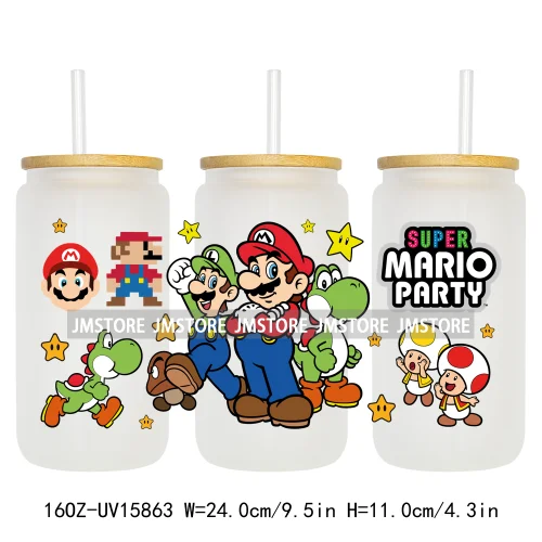 Retro Game Super Hero Princess UV DTF Cup Wraps Ready To Apply Waterproof Transfer Stickers For 16OZ Libbey Glass Can Tumbler