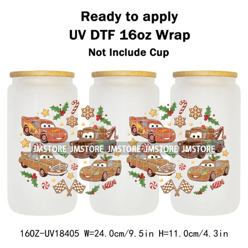 Cartoon Mouse Friends Christmas Gingerbread 16OZ UV DTF Cup Wraps Ready To Apply Durable Transfer Stickers For Libbey Glass Can