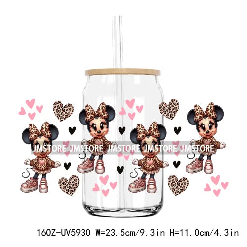 Cute Cartoon Characters Mouse 16OZ UV DTF Cup Wrap Transfers Stickers Custom Labels Durable Waterproof Logo For Libbey Glass Can