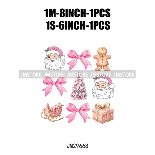 Christmas Santa Red Coquette Highland Cow Xmas Holly Jolly Vibes Iron On DTF Transfers Stickers Ready To Press For T-shirts