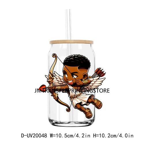 African American Black Valentine Boys Girls UV DTF Transfers Stickers Decal For Libbey Cold Cups Mug Tumbler Waterproof DIY Logo