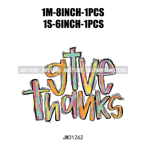 Thanksgiving Coquette Bow Pumpkin Cute Turkey Quotes Give Thanks Jesus Iron On DTF Transfers Stickers Ready To Press For Shirts