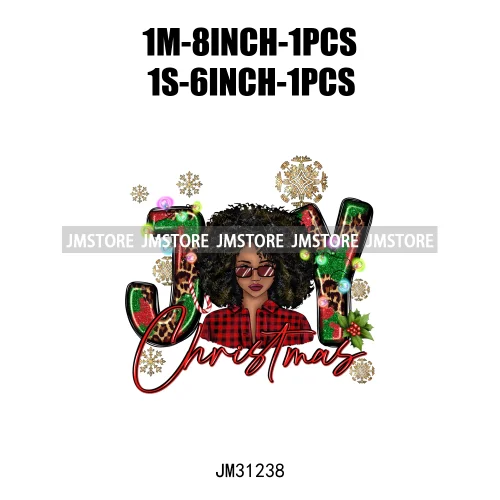 Just a Girl Who Loves Christmas Afro Woman Not Like Us Hip Pop Santa Iron On DTF Transfers Stickers Ready To Press For Hoodies