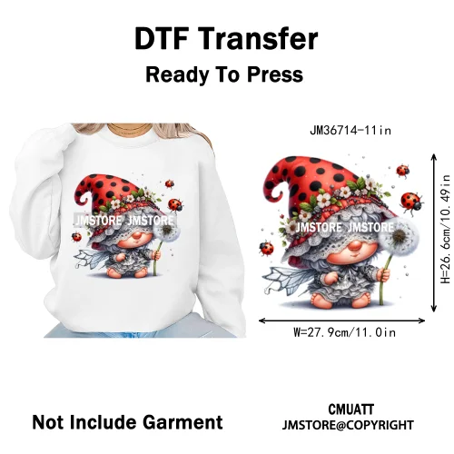 Spooky Scary Witch Girly Animal Flower Strawberry Gnomes Iron on DTF Washable Transfers Stickers Ready to Press for Hoodies Bags