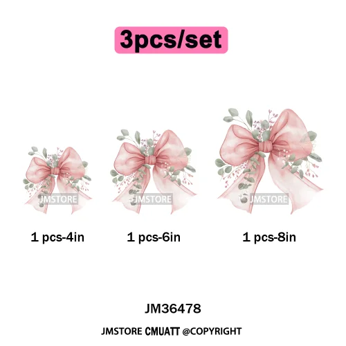 Floral Love Season Coquette Bow Wedding Party Vibes Decals Iron on DTF Washable Transfers Stickers Ready to Press for Dresses