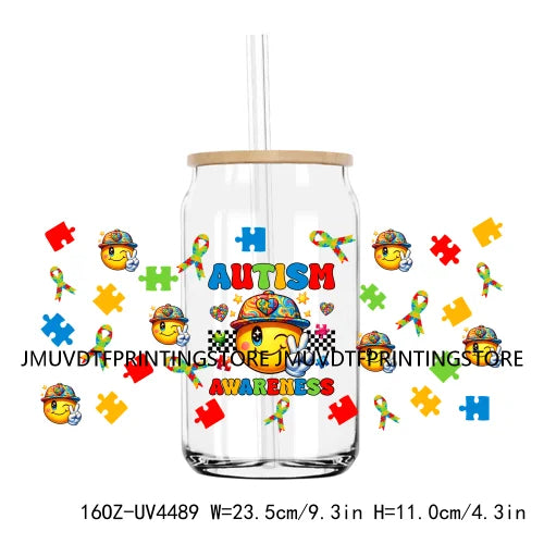 In My Autism Mom Era 16OZ UV DTF Cup Wrap Transfers Stickers Custom Labels Waterproof Logo For Libbey Glass Can Awareness Month