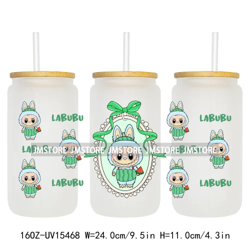Cute Mama Doll Cartoon Mirror Bow 16OZ UV DTF Cup Wraps Ready To Apply Waterproof Transfer Stickers For Libbey Glass Can Tumbler
