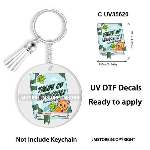 Spicy Books Positive Quotes Romance Book Club WaterProof Logo Ready To Apply UV DTF Stickers For Round Circle Keychain Keyring