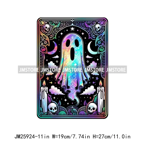 Spooky Horror Halloween Designs Killer King Ghost Death Tarot Card DTF Iron On Transfer Stickers Ready To Press For T-shirt Bags