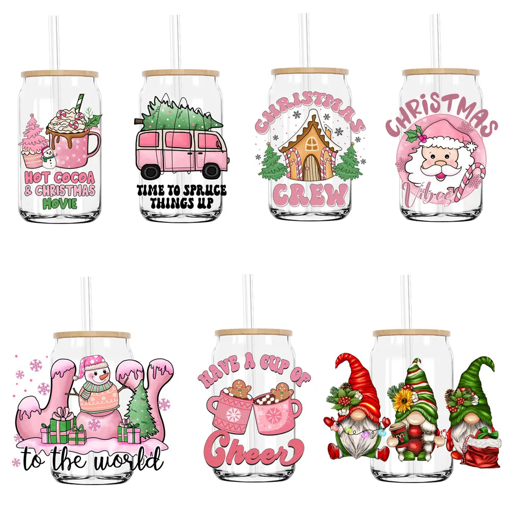 Have a Cup of Cheer Christmas Coffee UV DTF Transfers Stickers Decals For Libbey Cold Cups Mugs Tumbler Waterproof DIY Craft