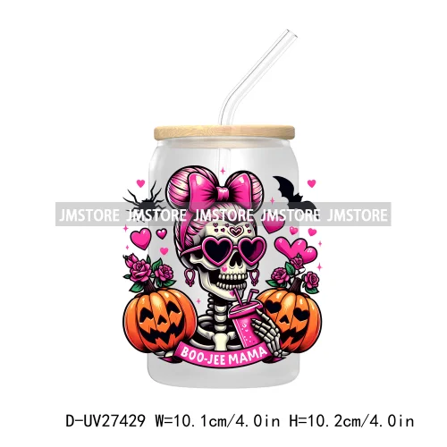 Cute Bougie Ghost Boo Halloween UV DTF Transfer Stickers Decals For Libbey Cold Cup Mug Tumbler High Quality Fall Pumpkin Season