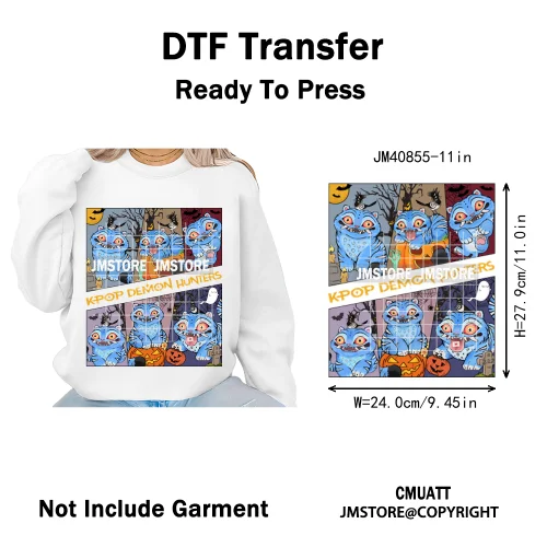 Kpop Culture Idol Movie Inspired Music Lover Cute Blue Anime Character Iron on DTF Transfers Stickers Ready to Press for Clothes