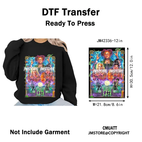 Cool Halftone Horror Killer Characters Scary Halloween Vibes Iron on DTF Washable Transfers Stickers Ready to Press for Clothes